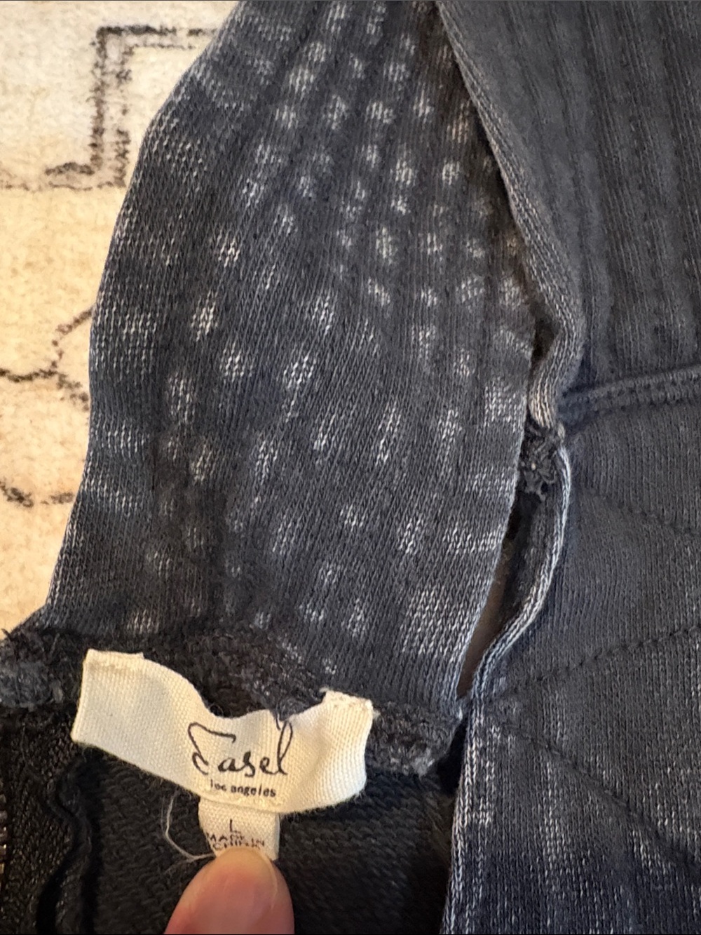 EASEL L charcoal washed terry knit sleeveless jumpsuit, oversized and wide leg - Picture 6 of 12